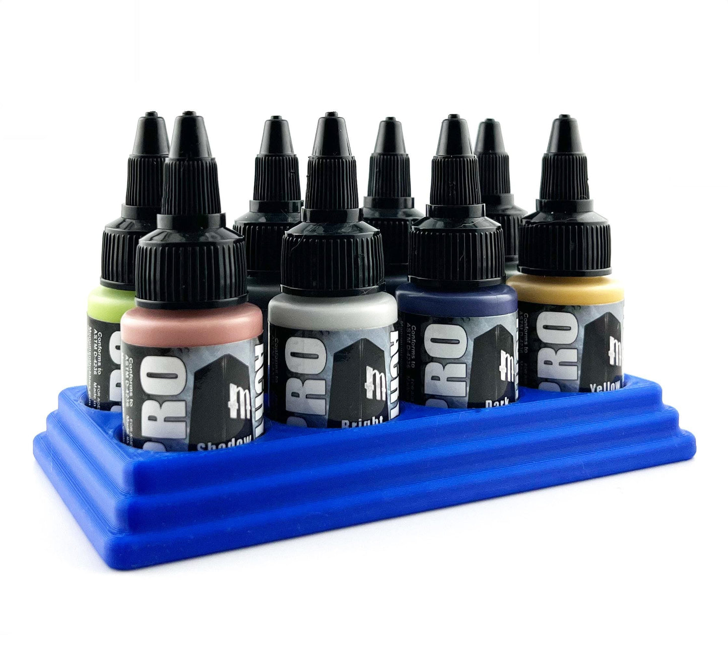 Monument Hobbies 22ml 30mm Paint Bottle Holder / Stand - Holds 8 Monument Hobbies 22ml 30mm Bottles w/ Anti-Slip Rubber Feet - 3D Printed