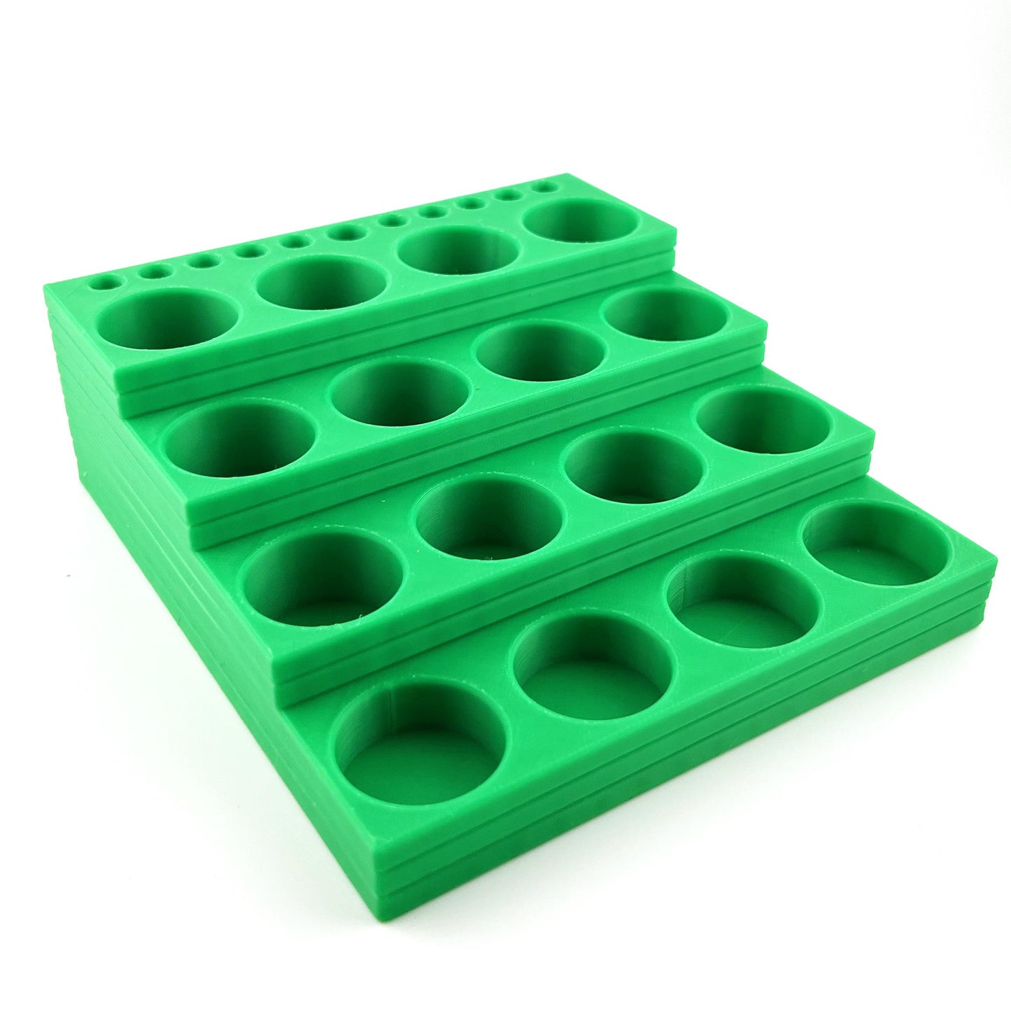 The Army Painter 17mm Paint Bottle Holder / Stand Stepped w/Brush Holder - Holds 16 The Army Painter 17mm Bottles with Anti-Slip Rubber Feet