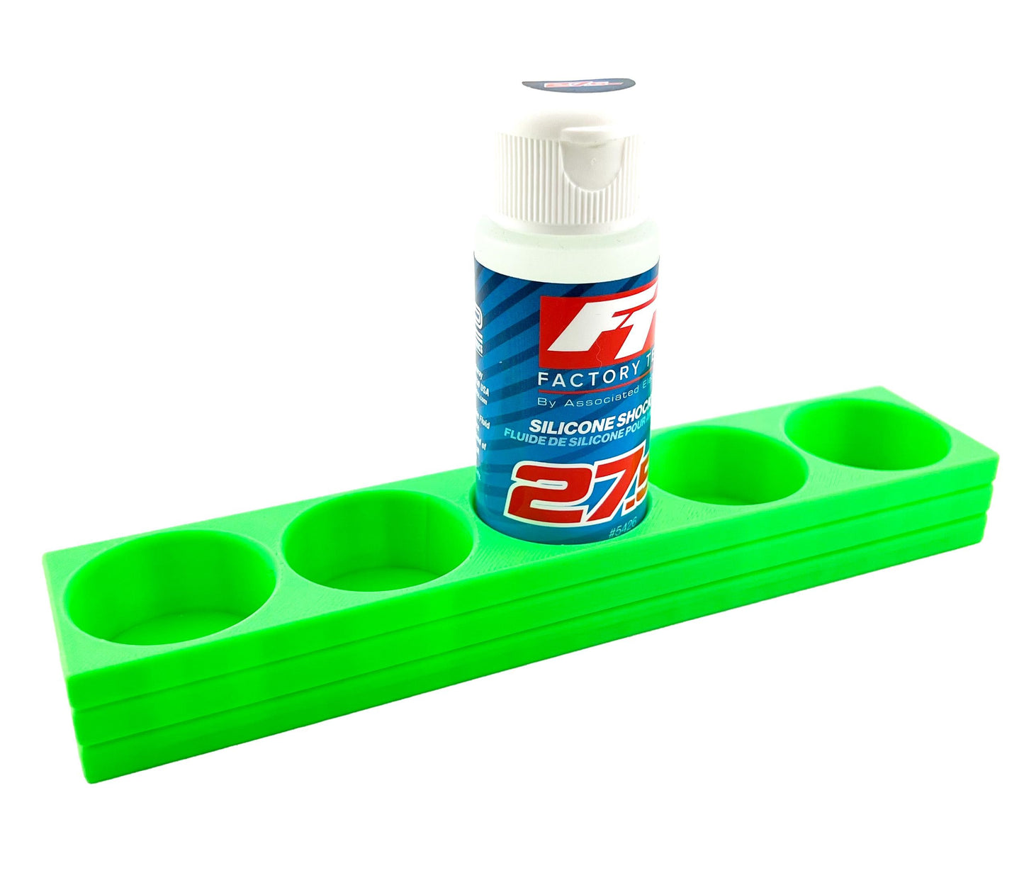 RC Shock Oil Bottle Holder - Holds 5 Bottles w/Anti-Slip Rubber Feet Holds Most 2oz Shock Oil Bottles Team Associated, etc - 3D Printed