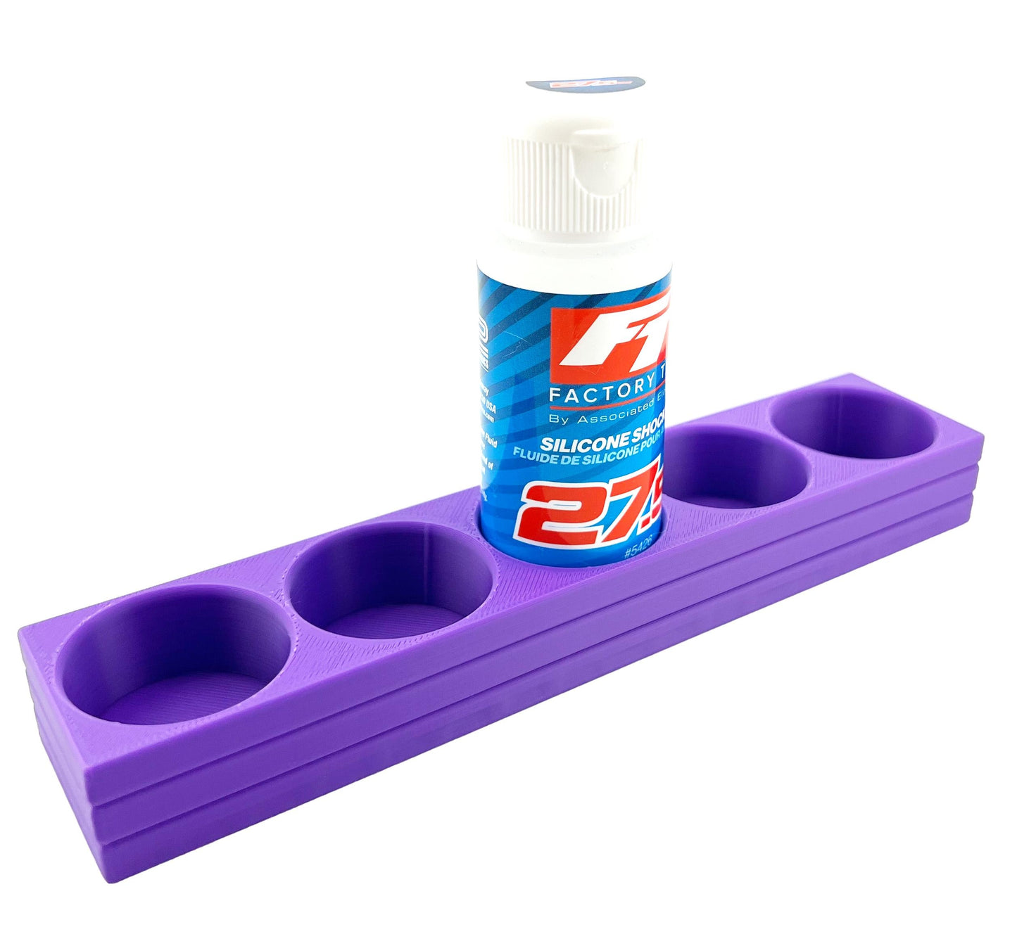 RC Shock Oil Bottle Holder - Holds 5 Bottles w/Anti-Slip Rubber Feet Holds Most 2oz Shock Oil Bottles Team Associated, etc - 3D Printed