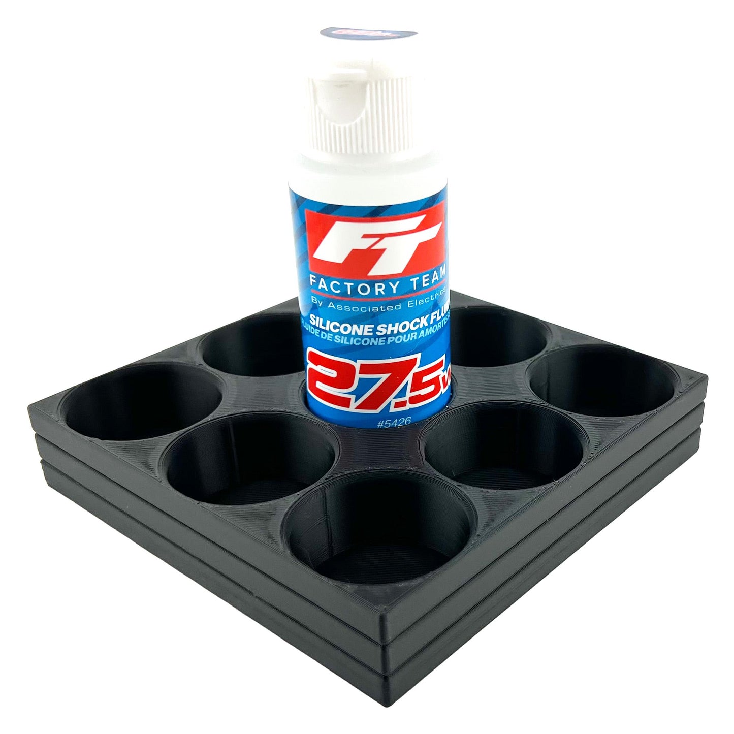 RC Shock Oil Bottle Holder - Holds 9 Bottles w/Anti-Slip Rubber Feet Holds Most 2oz Shock Oil Bottles Team Associated, etc - 3D Printed
