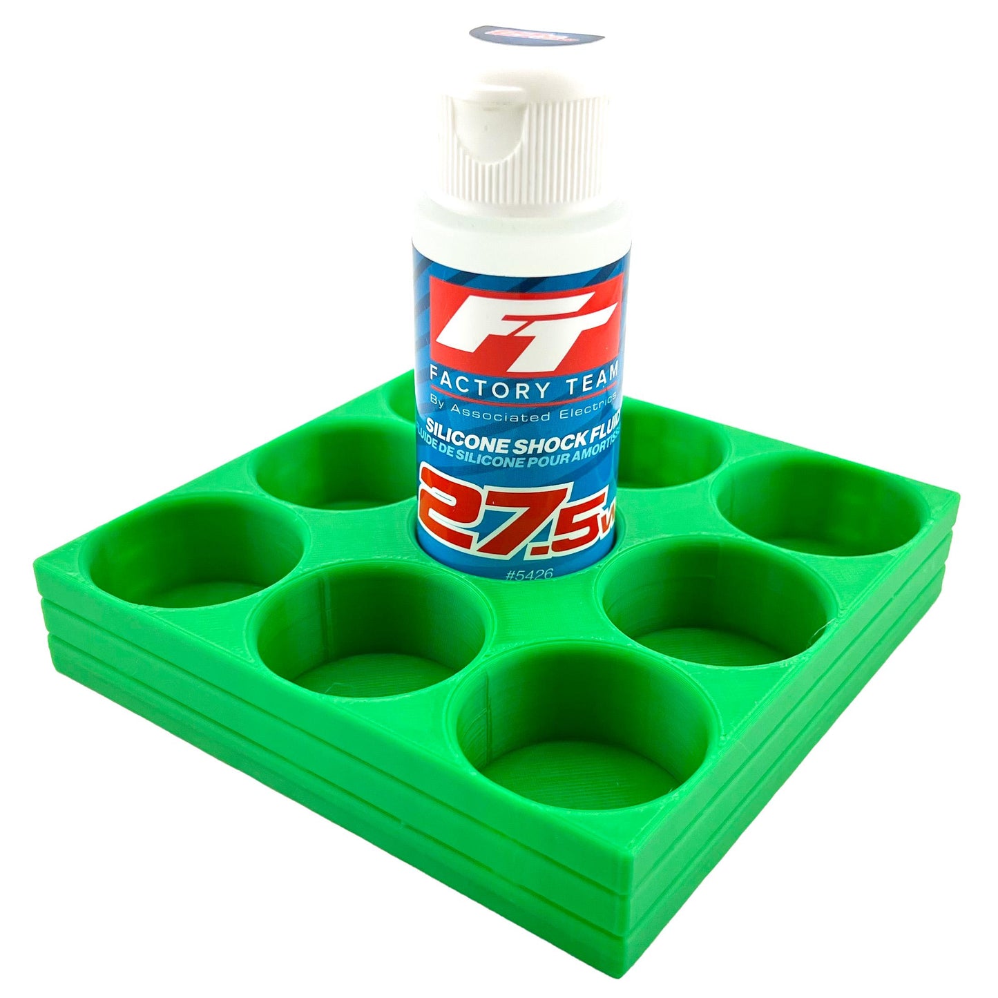 RC Shock Oil Bottle Holder - Holds 9 Bottles w/Anti-Slip Rubber Feet Holds Most 2oz Shock Oil Bottles Team Associated, etc - 3D Printed