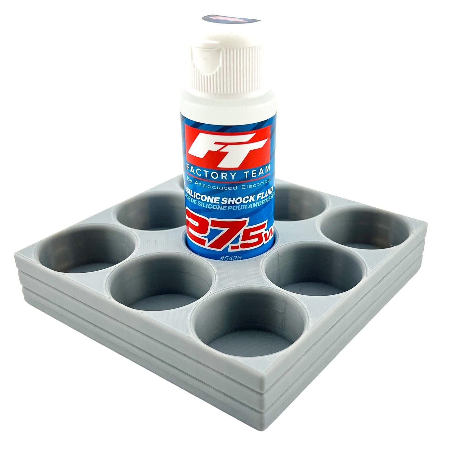RC Shock Oil Bottle Holder - Holds 9 Bottles w/Anti-Slip Rubber Feet Holds Most 2oz Shock Oil Bottles Team Associated, etc - 3D Printed