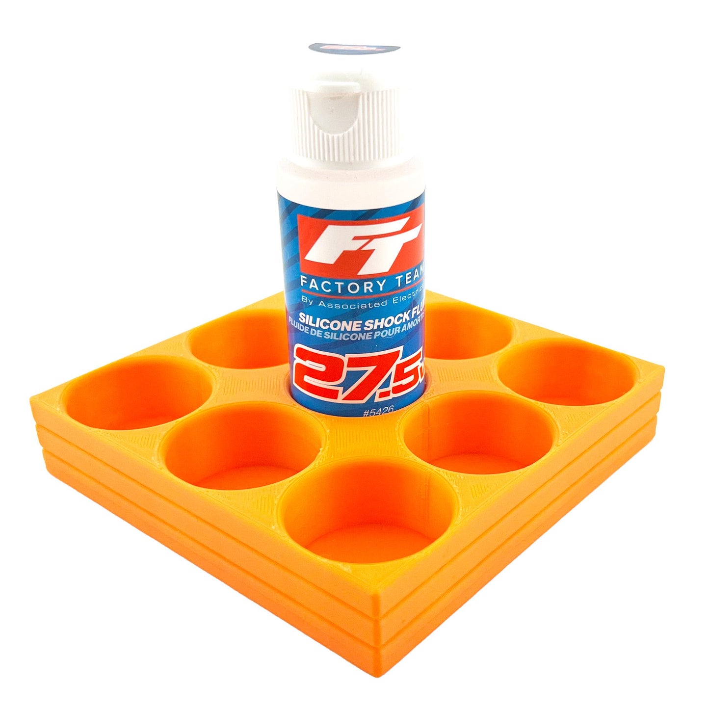 RC Shock Oil Bottle Holder - Holds 9 Bottles w/Anti-Slip Rubber Feet Holds Most 2oz Shock Oil Bottles Team Associated, etc - 3D Printed