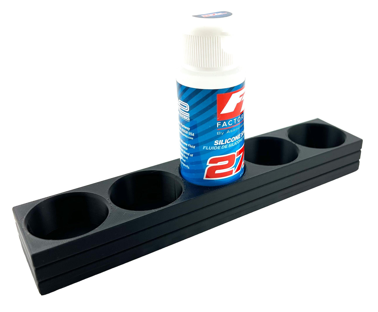 RC Shock Oil Bottle Holder - Holds 5 Bottles w/Anti-Slip Rubber Feet Holds Most 2oz Shock Oil Bottles Team Associated, etc - 3D Printed