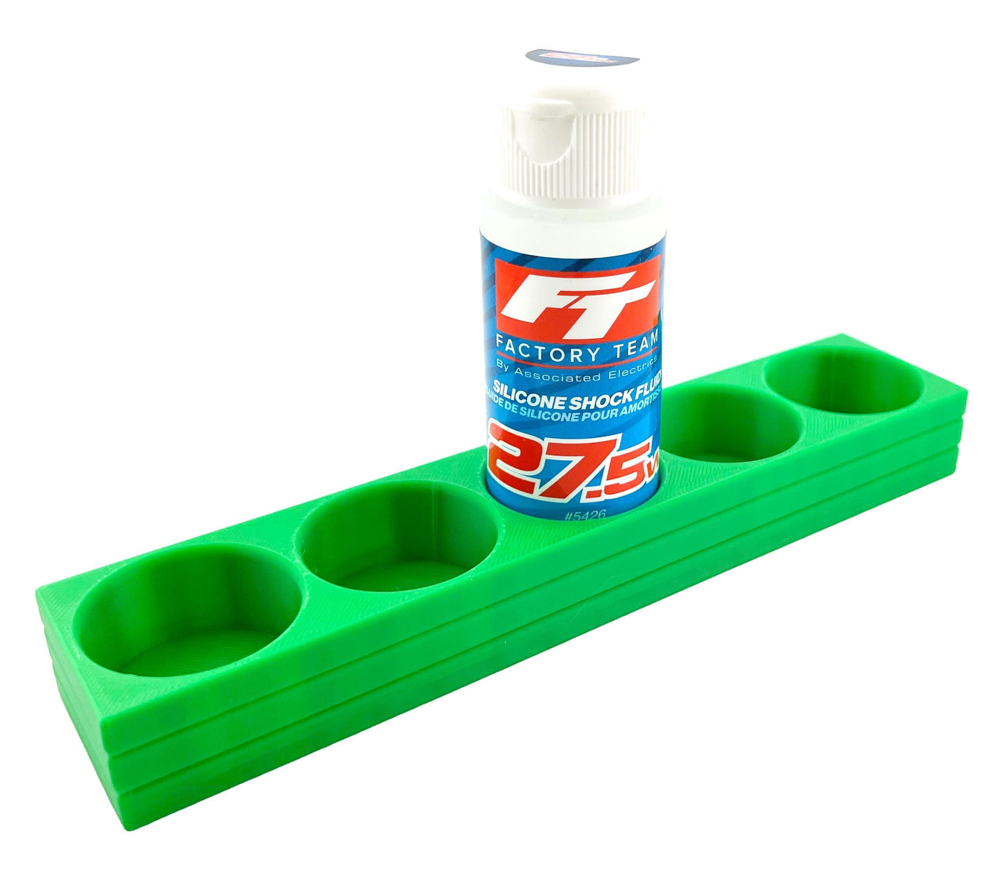 RC Shock Oil Bottle Holder - Holds 5 Bottles w/Anti-Slip Rubber Feet Holds Most 2oz Shock Oil Bottles Team Associated, etc - 3D Printed