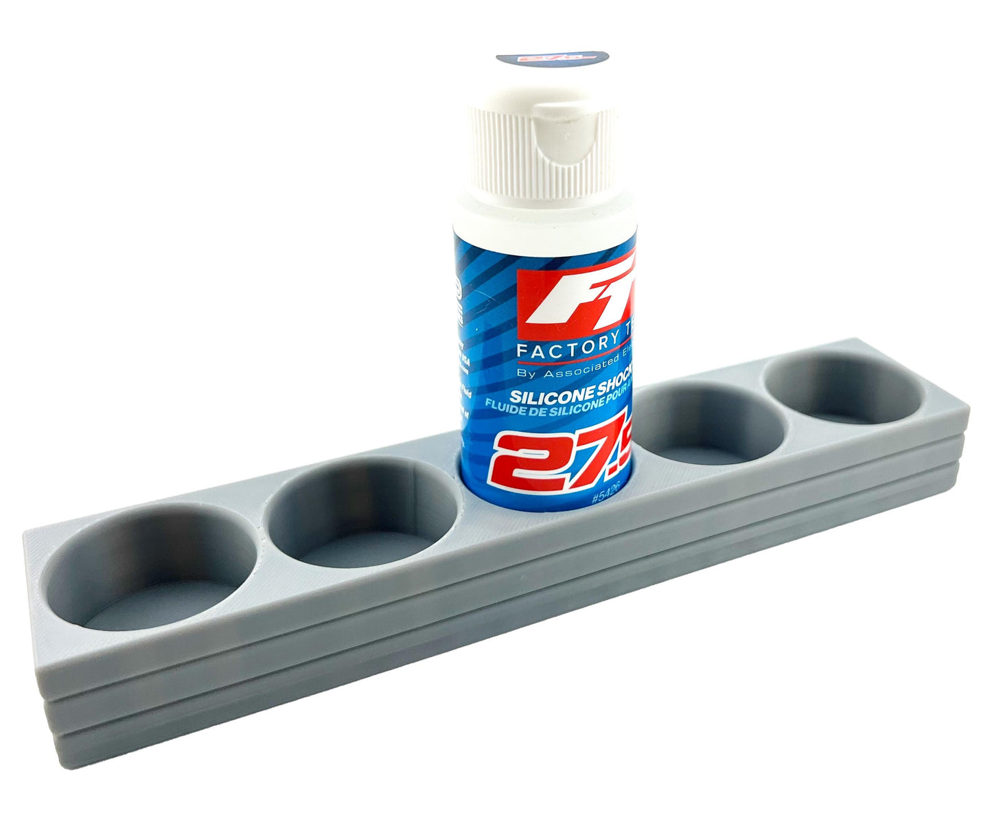 RC Shock Oil Bottle Holder - Holds 5 Bottles w/Anti-Slip Rubber Feet Holds Most 2oz Shock Oil Bottles Team Associated, etc - 3D Printed