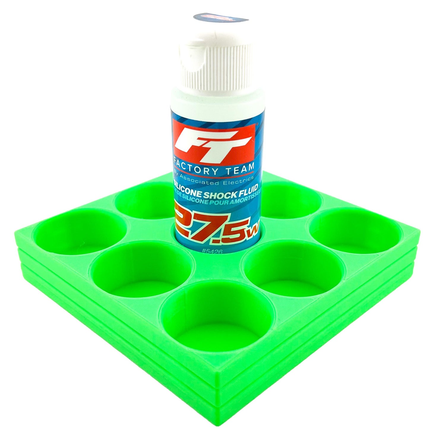 RC Shock Oil Bottle Holder - Holds 9 Bottles w/Anti-Slip Rubber Feet Holds Most 2oz Shock Oil Bottles Team Associated, etc - 3D Printed