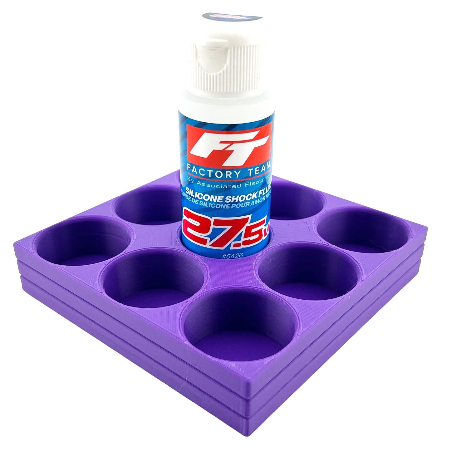 RC Shock Oil Bottle Holder - Holds 9 Bottles w/Anti-Slip Rubber Feet Holds Most 2oz Shock Oil Bottles Team Associated, etc - 3D Printed