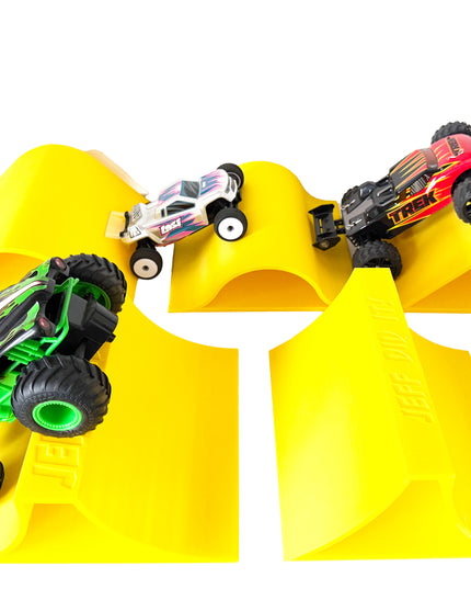 1/24th Monster Truck Ramp Set 1 Includes 5 Stunt/Jump Ramps - 200MM - Works as Display Stand - Includes Anti Slip Rubber Feet - Great Gift!