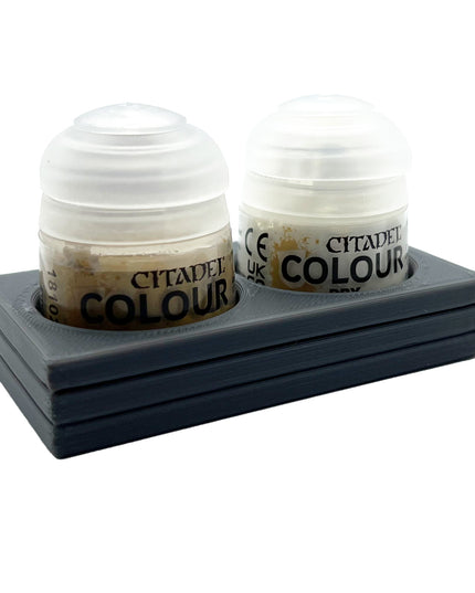 Citadel Colour 33mm Paint Bottle Holder - Holds 2 Citadel Colour 33mm Bottles - With Anti-Slip Rubber Feet - 3D Printed