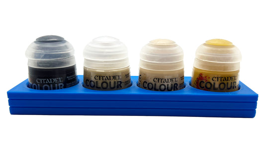 Citadel Colour 33mm Paint Bottle Holder Long - Holds 4 Citadel Colour 33mm Bottles - With Anti-Slip Rubber Feet - 3D Printed