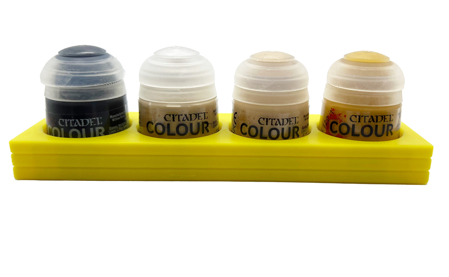 Citadel Colour 33mm Paint Bottle Holder Long - Holds 4 Citadel Colour 33mm Bottles - With Anti-Slip Rubber Feet - 3D Printed