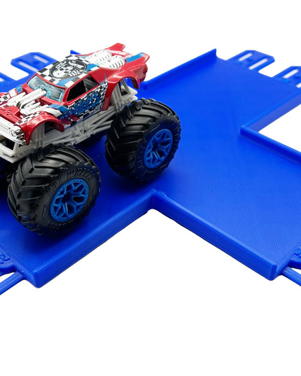 Jeff Did It! - Hot Wheels Monster Truck - 2 Lane 4 Way Crossing Crisscross Crash - 3D Printed - Designed and Made in the USA