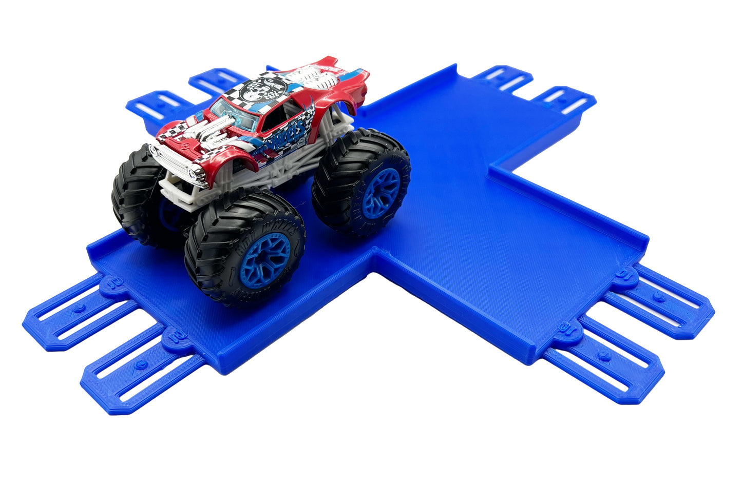 Jeff Did It! - Hot Wheels Monster Truck - 2 Lane 4 Way Crossing Crisscross Crash - 3D Printed - Designed and Made in the USA