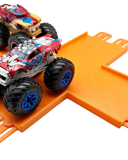 Jeff Did It! - Hot Wheels Monster Truck - 2 Lane 4 Way Crossing Crisscross Crash - 3D Printed - Designed and Made in the USA