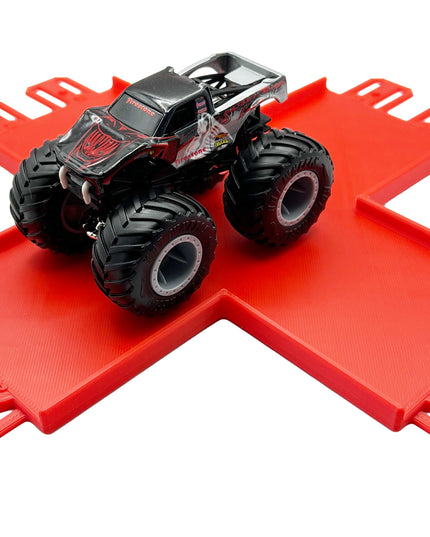 Jeff Did It! - Hot Wheels Monster Truck - 2 Lane 4 Way Crossing Crisscross Crash - 3D Printed - Designed and Made in the USA