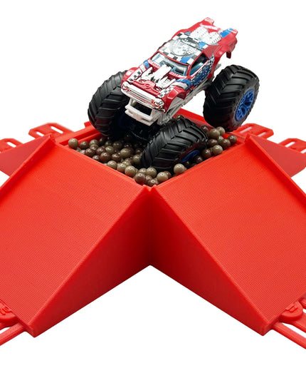 Jeff Did It! - Hot Wheels Monster Truck - 2 Lane 4 Way Jump with The Pit - 3D Printed - Designed and Made in the USA