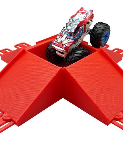 Jeff Did It! - Hot Wheels Monster Truck - 2 Lane 4 Way Jump with The Pit - 3D Printed - Designed and Made in the USA