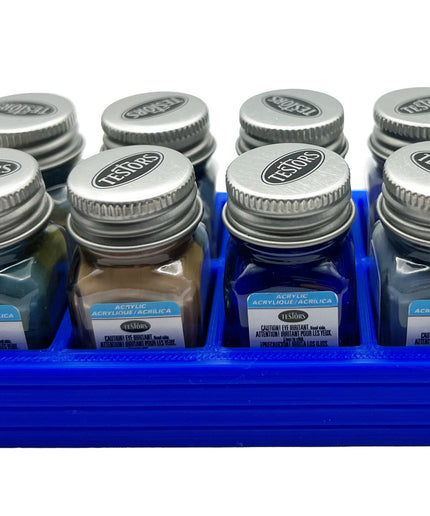 Jeff Did It! .25 oz Square Bottle Paint Bottle Holder - Holds 8 Bottles - Compatible with Testors .25 oz Bottle - Anti-Slip Rubber Feet - 3D Printed - Holder Only