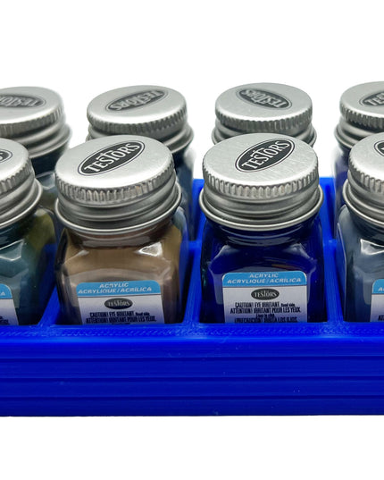 Jeff Did It! .25 oz Square Bottle Paint Bottle Holder - Holds 8 Bottles - Compatible with Testors .25 oz Bottle - Anti-Slip Rubber Feet - 3D Printed - Holder Only