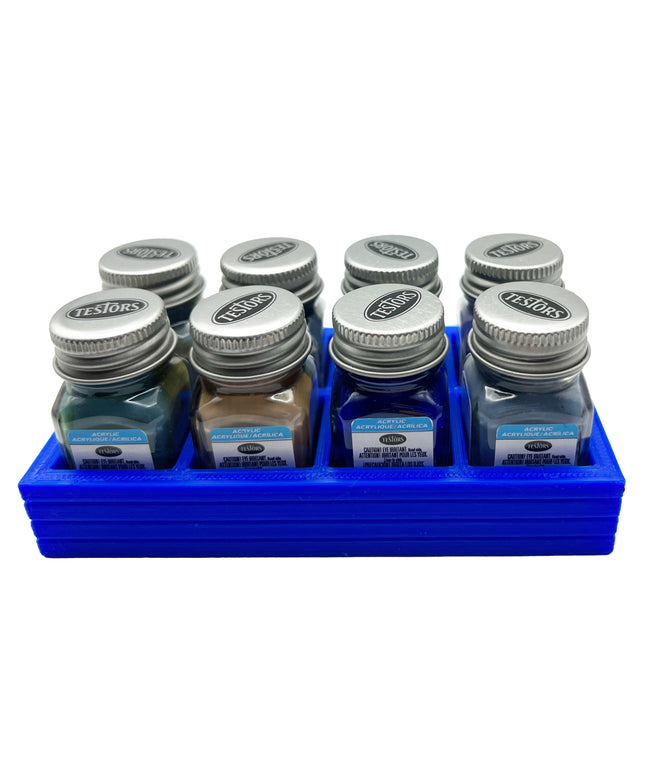 Jeff Did It! .25 oz Square Bottle Paint Bottle Holder - Holds 8 Bottles - Compatible with Testors .25 oz Bottle - Anti-Slip Rubber Feet - 3D Printed - Holder Only