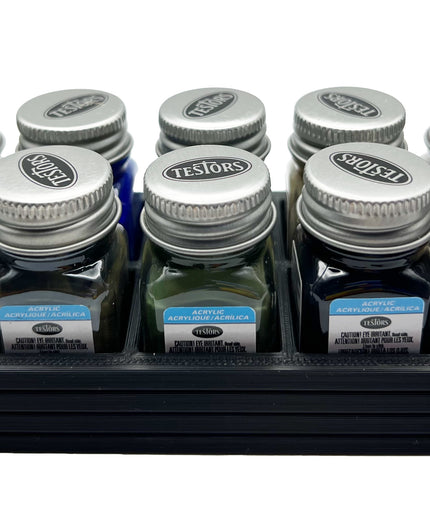 Jeff Did It! .25 oz Square Bottle Paint Bottle Holder - Holds 10 Bottles - Compatible with Testors .25 oz Bottle - Anti-Slip Rubber Feet - 3D Printed - Holder Only