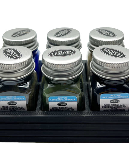 Jeff Did It! .25 oz Square Bottle Paint Bottle Holder - Holds 10 Bottles - Compatible with Testors .25 oz Bottle - Anti-Slip Rubber Feet - 3D Printed - Holder Only