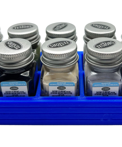 Jeff Did It! .25 oz Square Bottle Paint Bottle Holder - Holds 10 Bottles - Compatible with Testors .25 oz Bottle - Anti-Slip Rubber Feet - 3D Printed - Holder Only