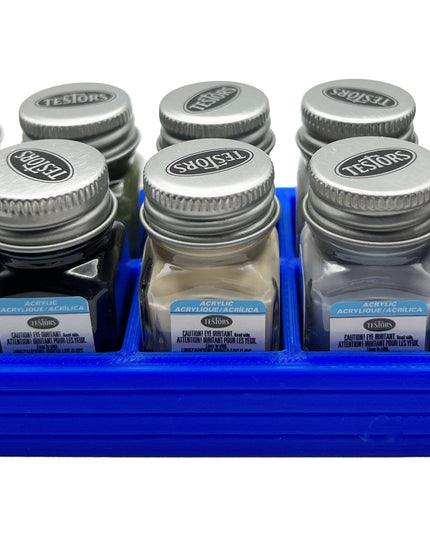 Jeff Did It! .25 oz Square Bottle Paint Bottle Holder - Holds 10 Bottles - Compatible with Testors .25 oz Bottle - Anti-Slip Rubber Feet - 3D Printed - Holder Only