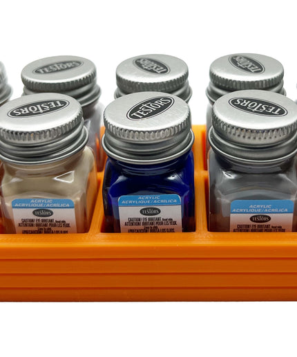 Jeff Did It! .25 oz Square Bottle Paint Bottle Holder - Holds 10 Bottles - Compatible with Testors .25 oz Bottle - Anti-Slip Rubber Feet - 3D Printed - Holder Only