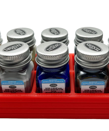 Jeff Did It! .25 oz Square Bottle Paint Bottle Holder - Holds 10 Bottles - Compatible with Testors .25 oz Bottle - Anti-Slip Rubber Feet - 3D Printed - Holder Only