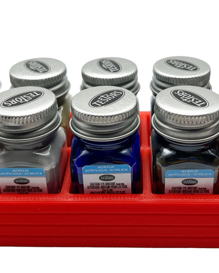 Jeff Did It! .25 oz Square Bottle Paint Bottle Holder - Holds 10 Bottles - Compatible with Testors .25 oz Bottle - Anti-Slip Rubber Feet - 3D Printed - Holder Only