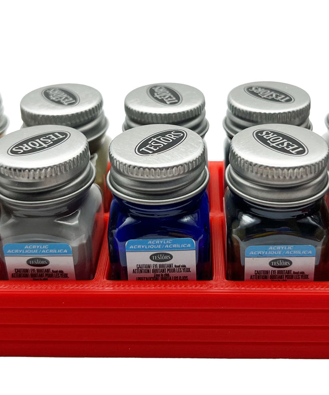 Jeff Did It! .25 oz Square Bottle Paint Bottle Holder - Holds 10 Bottles - Compatible with Testors .25 oz Bottle - Anti-Slip Rubber Feet - 3D Printed - Holder Only