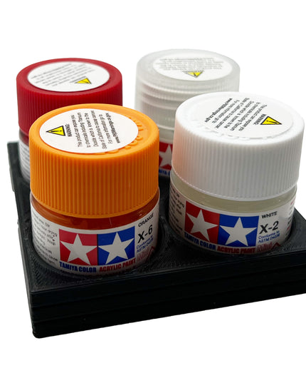 Tamiya 10ml Paint Bottle Display / Holder - Holds 4 Tamiya 10ml Bottles with Anti-Slip Rubber Feet - Square Style - 3d Printed