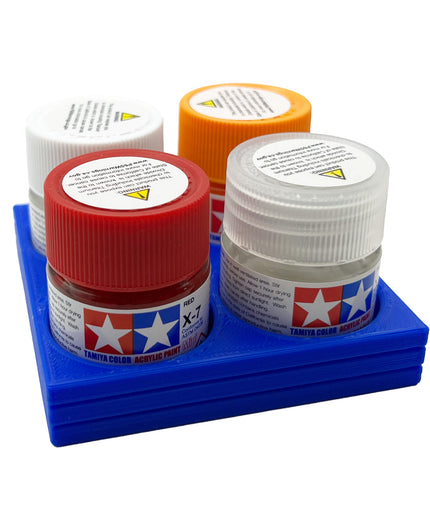 Tamiya 10ml Paint Bottle Display / Holder - Holds 4 Tamiya 10ml Bottles with Anti-Slip Rubber Feet - Square Style - 3d Printed