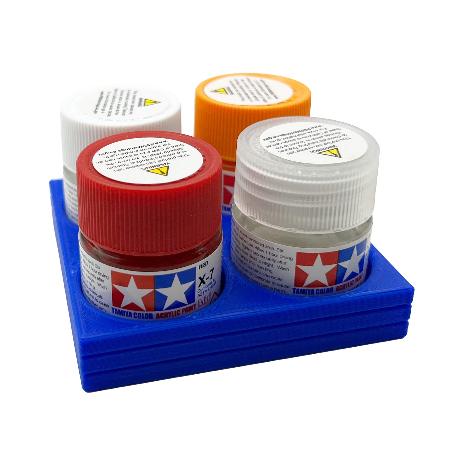 Tamiya 10ml Paint Bottle Display / Holder - Holds 4 Tamiya 10ml Bottles with Anti-Slip Rubber Feet - Square Style - 3d Printed