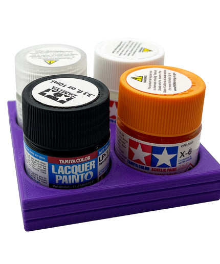 Tamiya 10ml Paint Bottle Display / Holder - Holds 4 Tamiya 10ml Bottles with Anti-Slip Rubber Feet - Square Style - 3d Printed