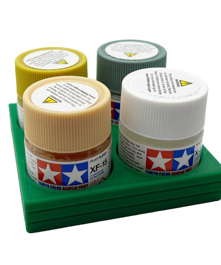 Tamiya 10ml Paint Bottle Display / Holder - Holds 4 Tamiya 10ml Bottles with Anti-Slip Rubber Feet - Square Style - 3d Printed