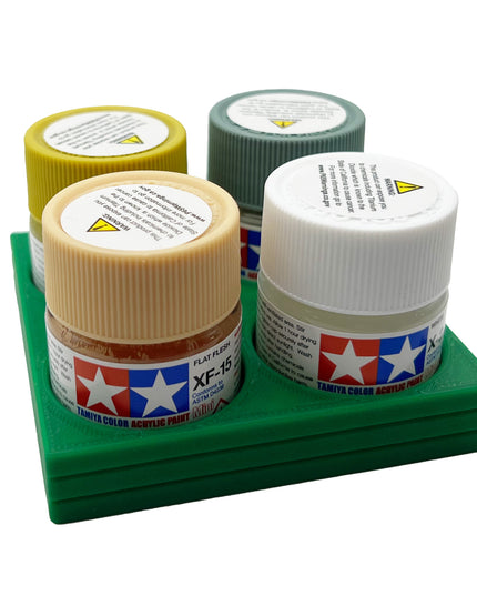Tamiya 10ml Paint Bottle Display / Holder - Holds 4 Tamiya 10ml Bottles with Anti-Slip Rubber Feet - Square Style - 3d Printed