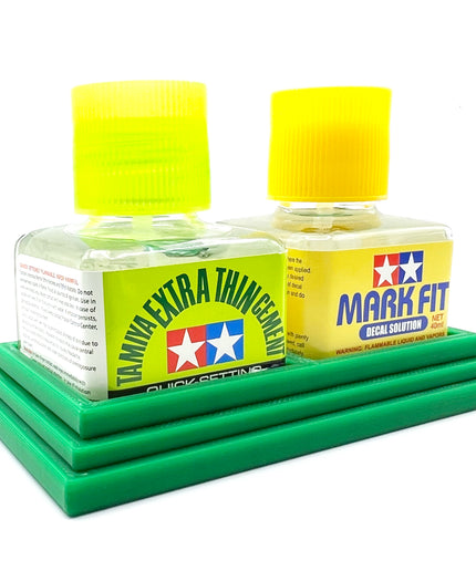 Anti-Tip 3D Printed Double Tamiya Glue Square Bottle Holder with Rubber Feet Tamiya 87038 87182