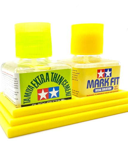 Anti-Tip 3D Printed Double Tamiya Glue Square Bottle Holder with Rubber Feet Tamiya 87038 87182