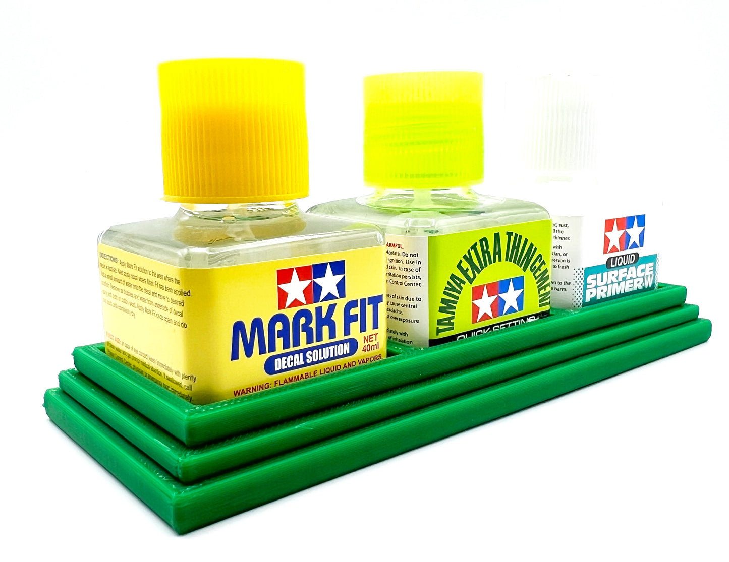 Tamiya Anti-Tip 3D Printed Tamiya Glue Bottle Holder Triple Square with Rubber Feet Tamiya 87038 87182