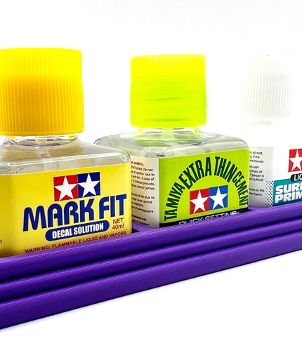 Tamiya Anti-Tip 3D Printed Tamiya Glue Bottle Holder Triple Square with Rubber Feet Tamiya 87038 87182