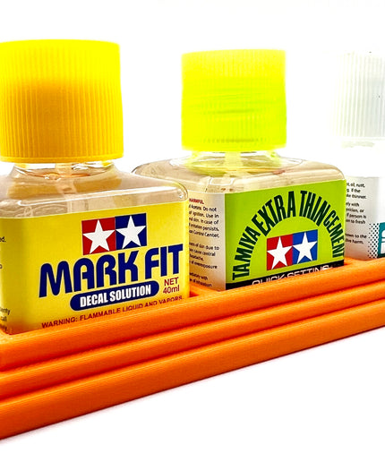 Tamiya Anti-Tip 3D Printed Tamiya Glue Bottle Holder Triple Square with Rubber Feet Tamiya 87038 87182
