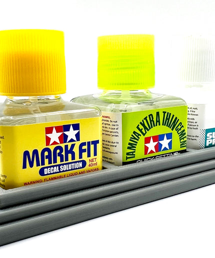 Tamiya Anti-Tip 3D Printed Tamiya Glue Bottle Holder Triple Square with Rubber Feet Tamiya 87038 87182