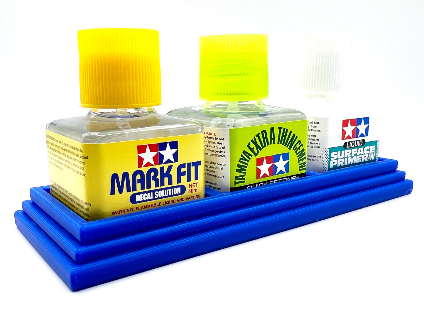 Tamiya Anti-Tip 3D Printed Tamiya Glue Bottle Holder Triple Square with Rubber Feet Tamiya 87038 87182