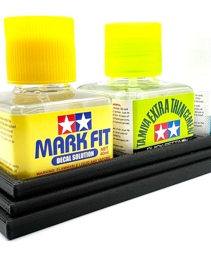 Tamiya Anti-Tip 3D Printed Tamiya Glue Bottle Holder Triple Square with Rubber Feet Tamiya 87038 87182