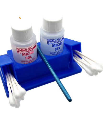 Micro Sol/Set Microscale Anti-Tip / Anti-Slip Bottle Set Holder 1 oz Bottle Micro Series with Rubber Feet, Cotton Swab Holder & Brush Rest