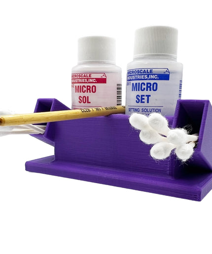 Micro Sol/Set Microscale Anti-Tip / Anti-Slip Bottle Set Holder 1 oz Bottle Micro Series with Rubber Feet, Cotton Swab Holder & Brush Rest